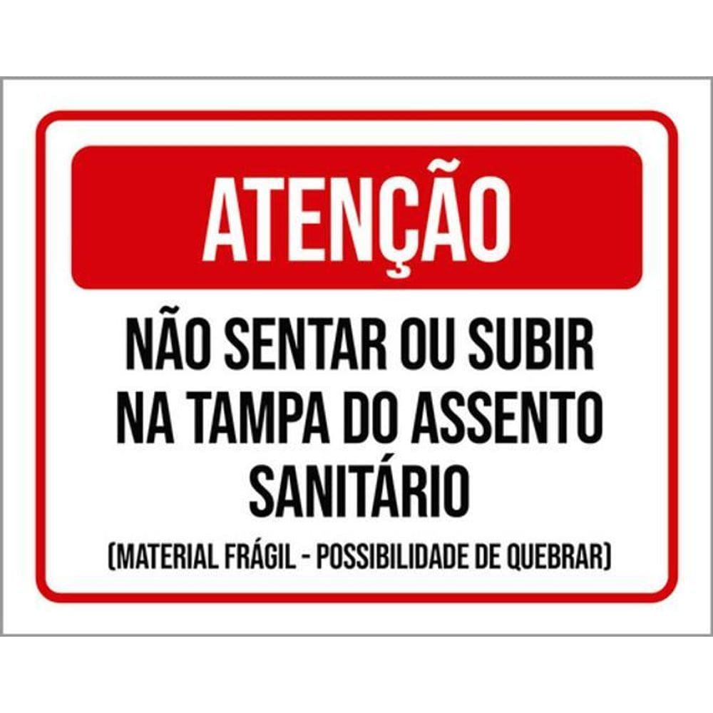 Kit 3 Placas Não Sentar Subir Tampa Assento Sanitário