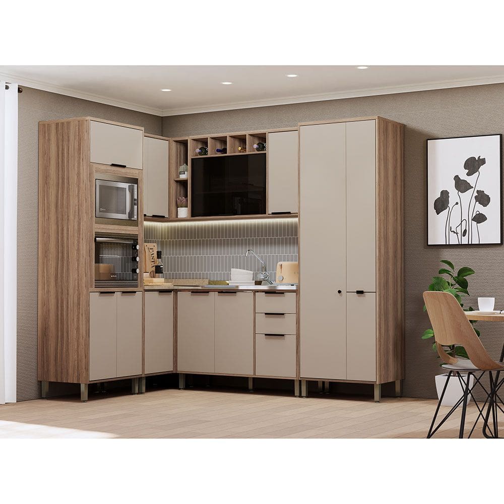 Cozinha Modulada Completa 6 Peças com Espaço para Forno e Micro-ondas sem Tampo Aspen Luciane Móveis