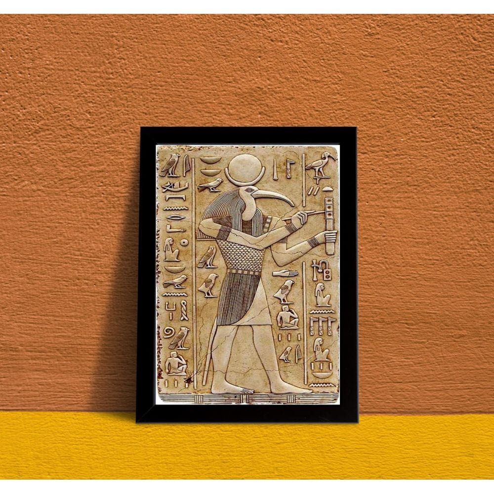 Quadro Decorativo Deus Thoth 24x18cm - Branco