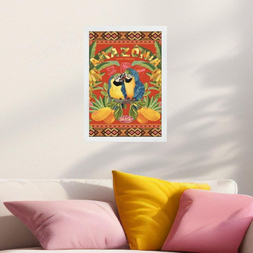 Quadro Araras Amazônia - Brasil 33X24Cm - Com Vidro