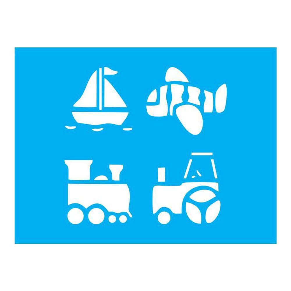 Stencil Tamako Barco Avião Trem - 15X20Cm - Ref A3196