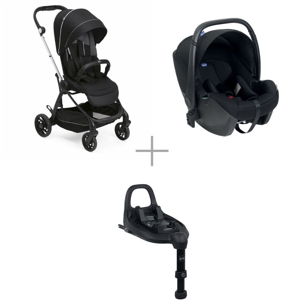 Kit Carrinho de Bebe Chicco Compacto One4ever Lounge + Bebe Conforto Kory +Base para Bebe Conforto Full 360 I-size 40871099100001K