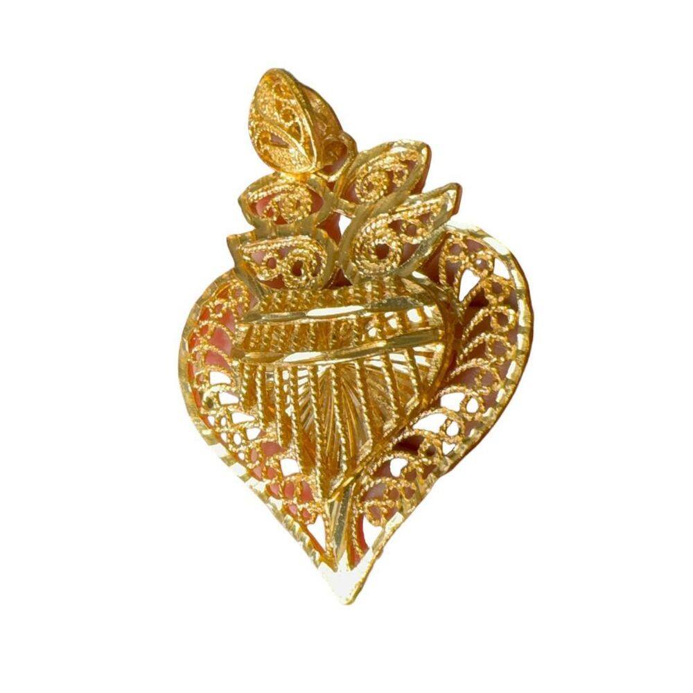 Pingente Coração Vazado Detalhado - Banhado A Ouro 18K