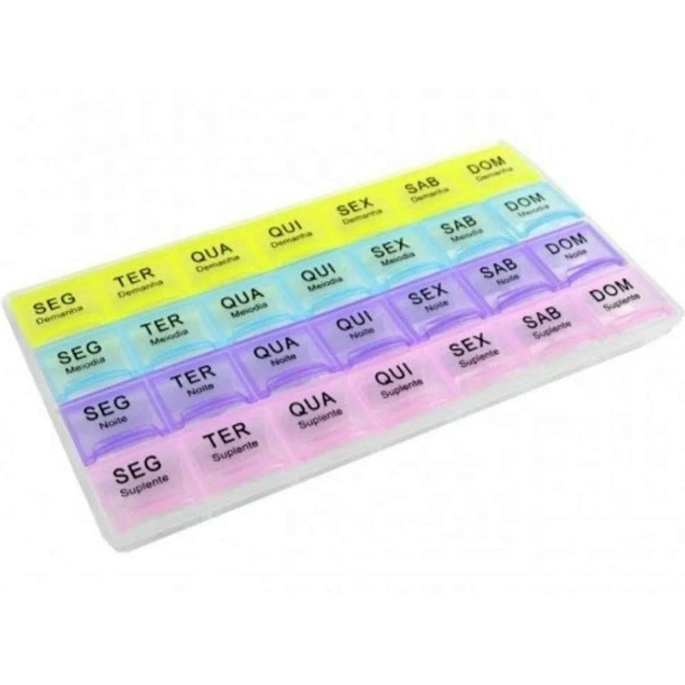 Porta Comprimidos 28 Divisões Manhã Tarde Noite Adicional