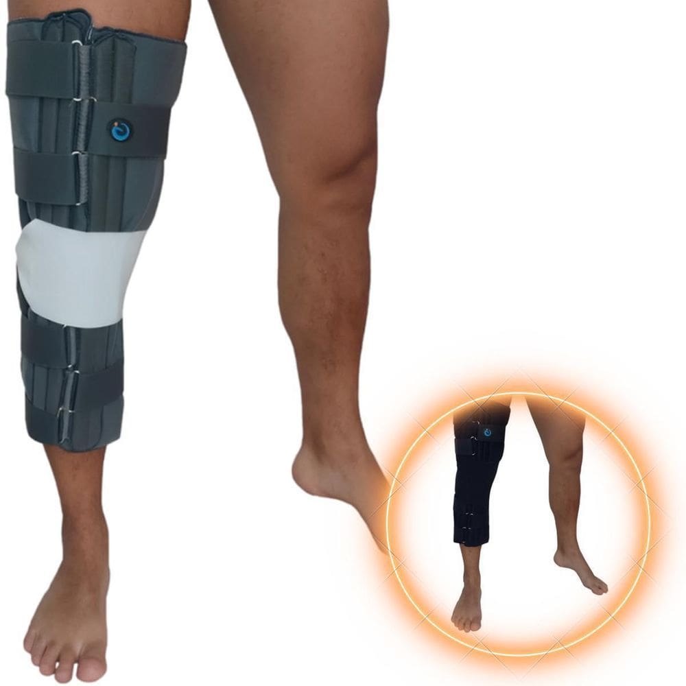 Imobilizador Joelho Fixo Bilateral 50 Cm Cinza Tamanho P/M