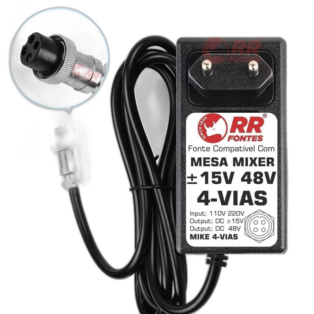 Fonte 15V 48V 4-Vias Para Mesa De Som Mixer Am M8 Fx Usb