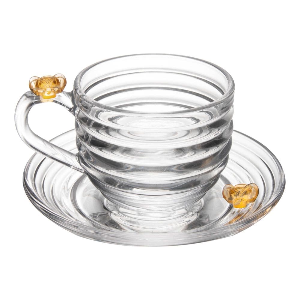 Xícara Com Pires Little Bee 200Ml Cristal Grosso Abelha Chá