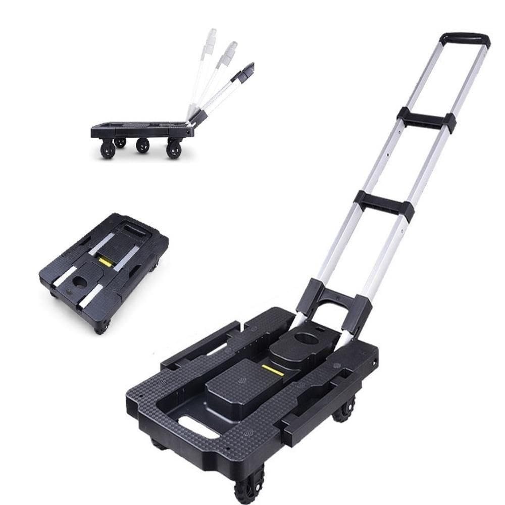 Carrinho De Carga De Mão Dobrável Articulável 5 Rodas Plataforma Aluminio 150kg