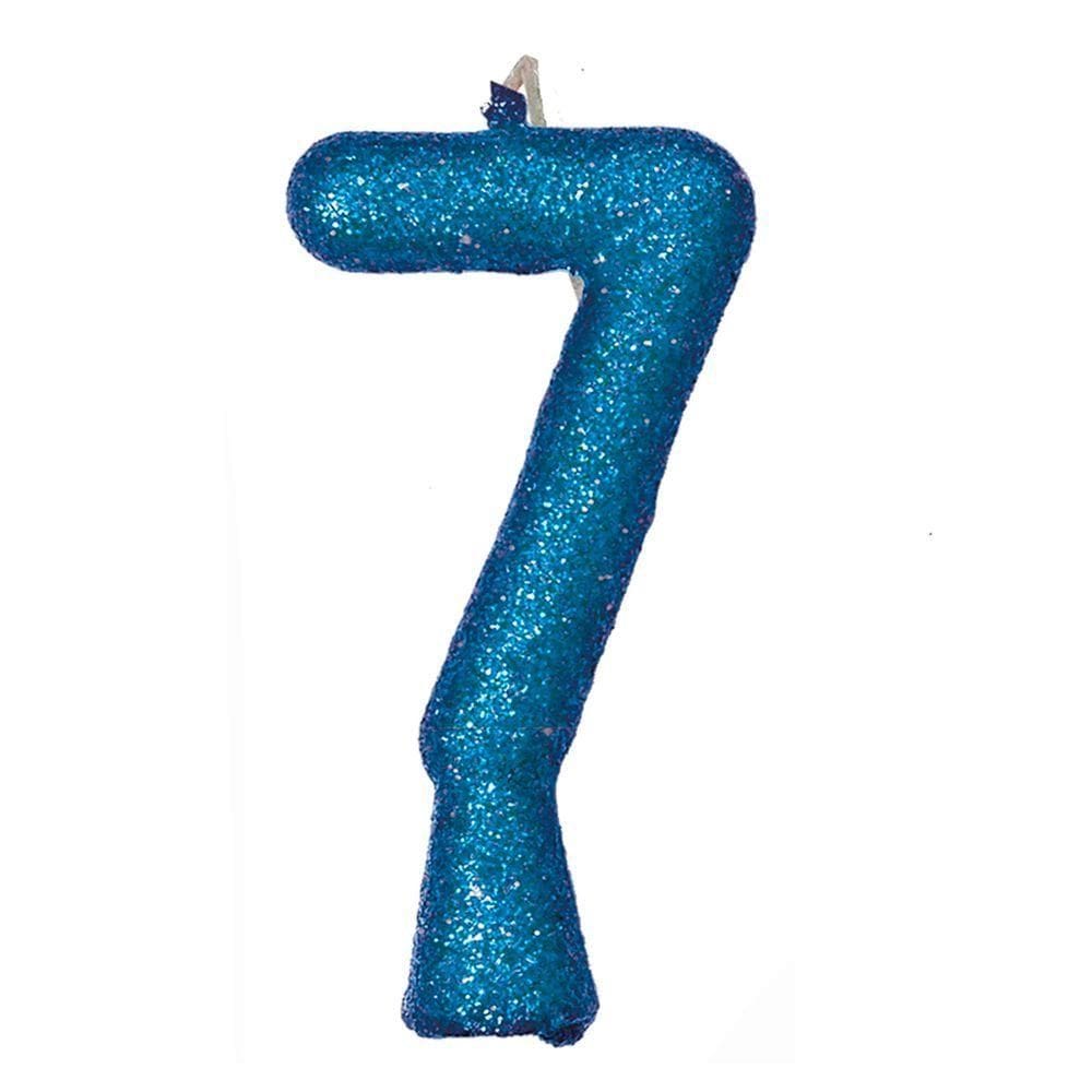 Vela De Aniversário Puro Glitter Azul Modelo 7