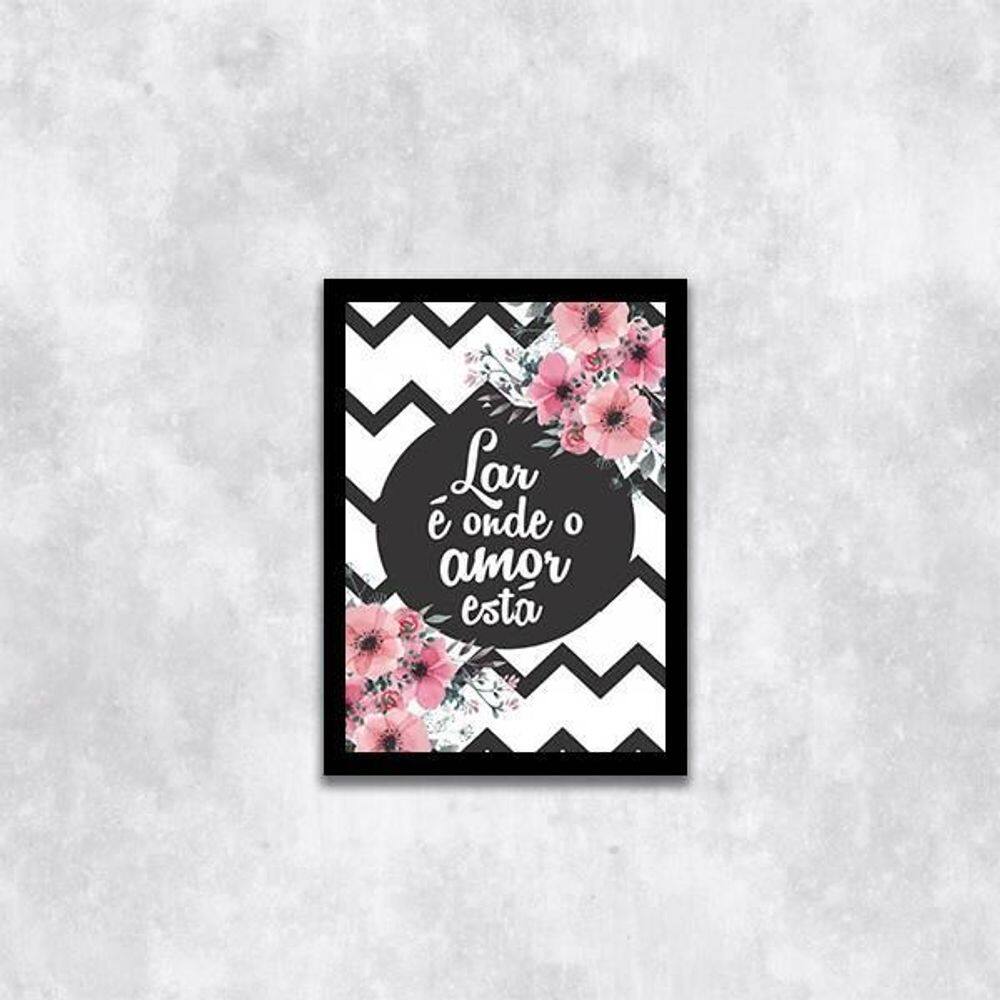 Quadro Lar É Onde O Amor Está 33X24Cm - Vidro Moldura Preta