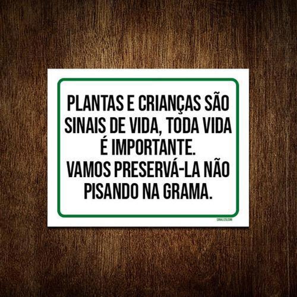Kit 5 Placas Plantas E Crianças Não Pise Na Grama