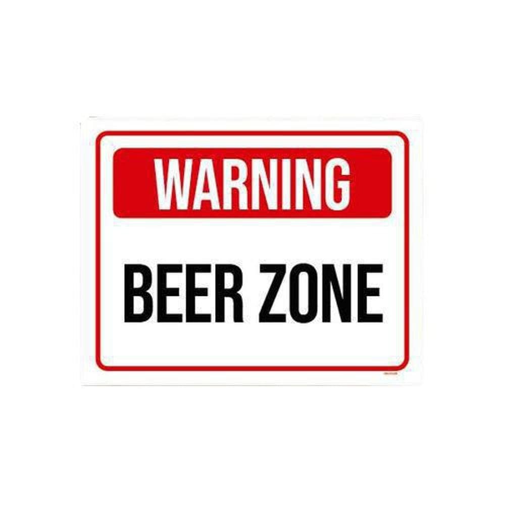 Placa Decorativa - Warning Beer Zone 36X46