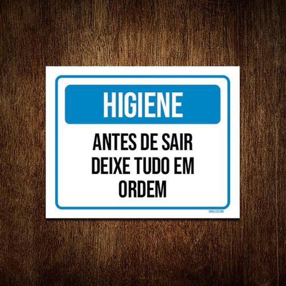 Kit 5 Placas Higiene Antes De Sair Deixe Tudo Em Ordem