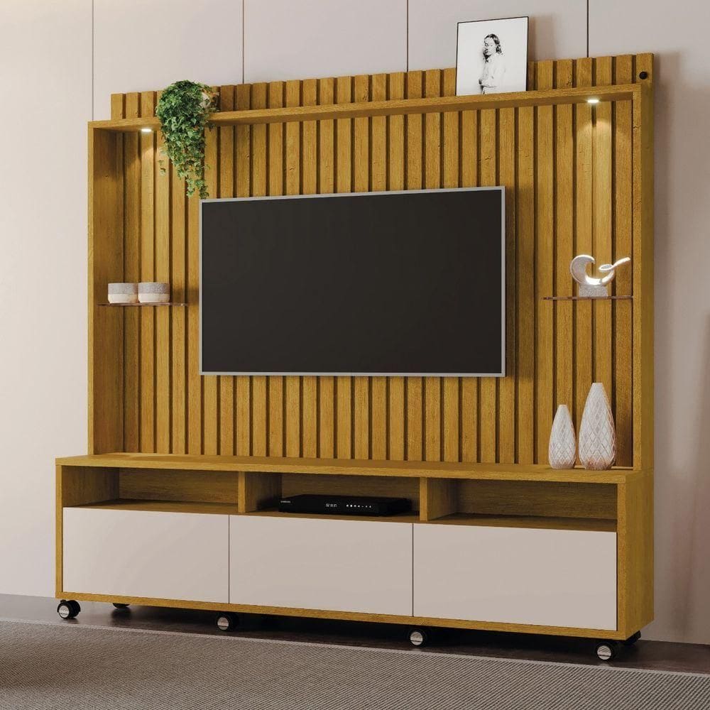 Home Tv Ripado Absoluto 60 Polegadas 190x190cm 8 Rodizios Naturale/Off White