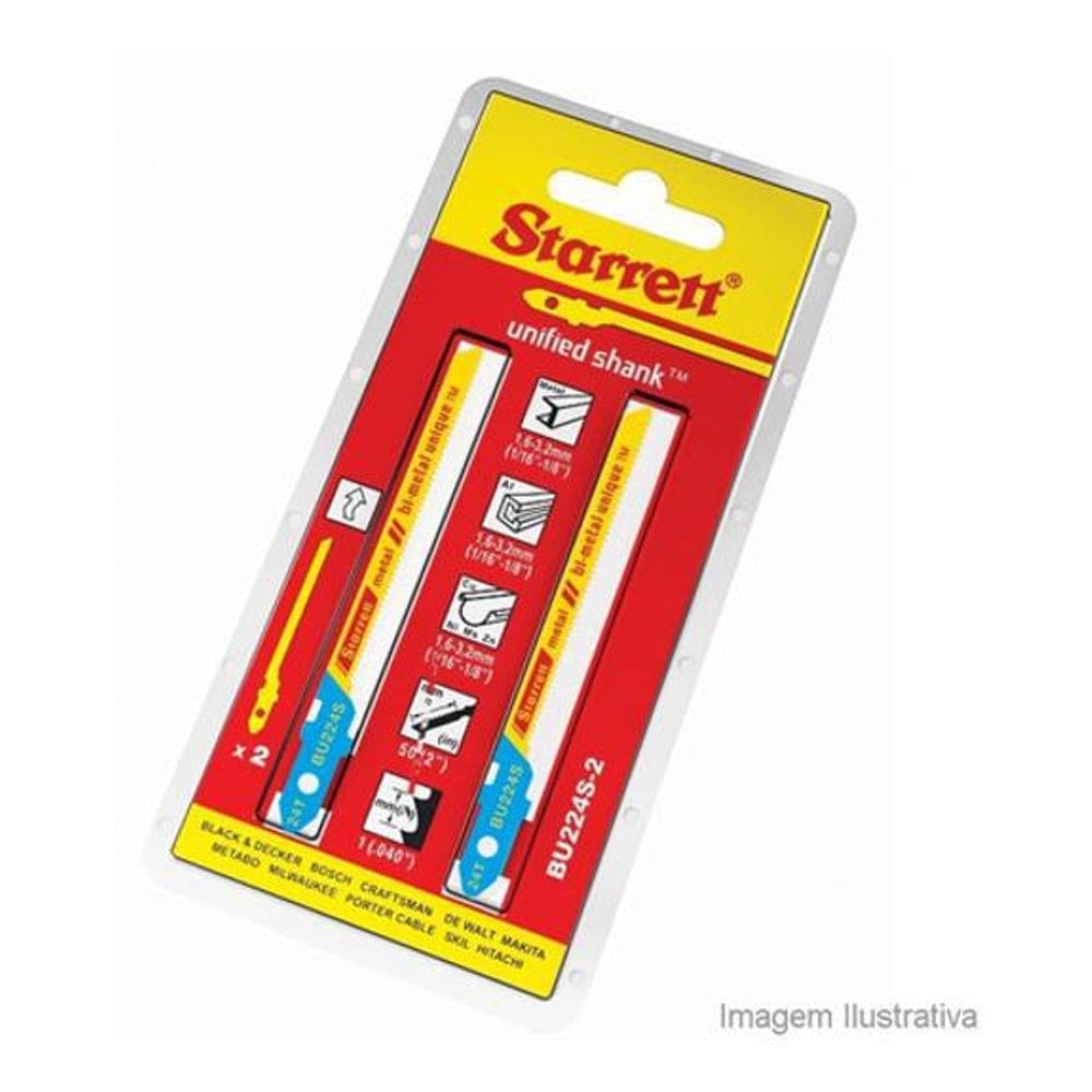 Kit Com 2 Lâminas Serra Tico Tico Starrett Bu224-2