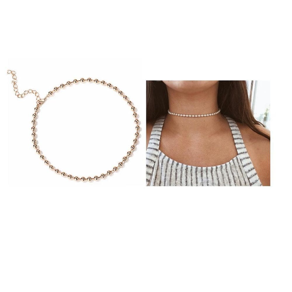 Colar Chocker Modelo Bolinhas Folheado