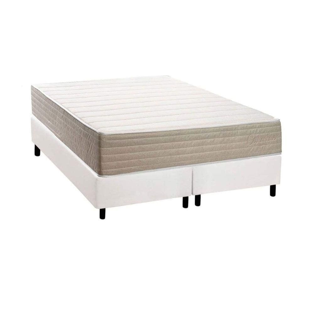 Cama Box NOVO + Colchão Ortopédico Kappesberg D33 Anatômico Carmine + Base CRC Corano White