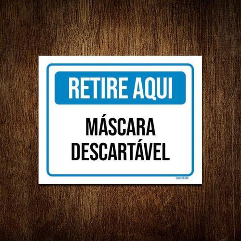 Kit 5 Placas Sinalização Retire Aqui Máscara Descartável