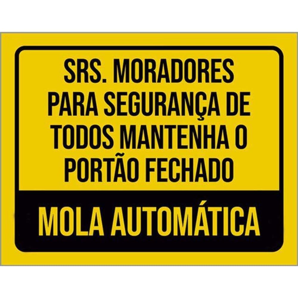 Kit 3 Placas Srs Moradores Portão Fechado Mola Automática