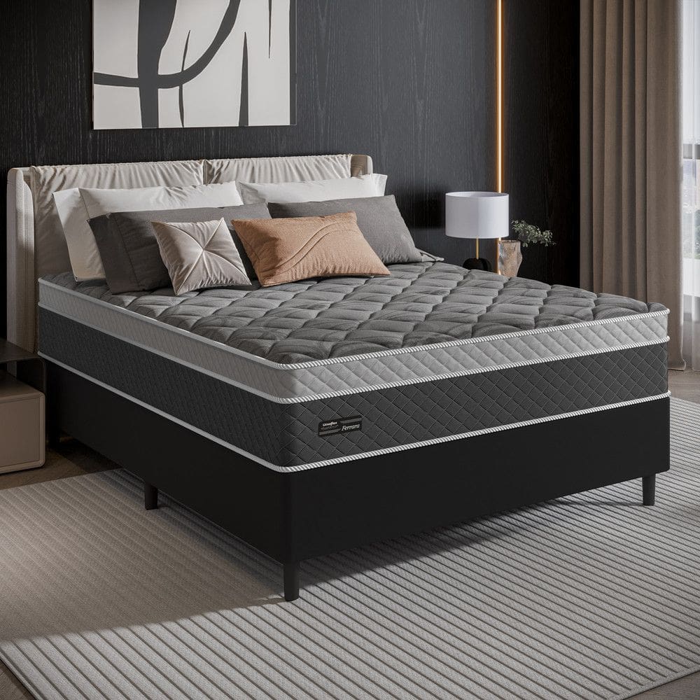 Cama Box Casal 138cm Molas Ensacadas Ferrara Umaflex Base 2CEN