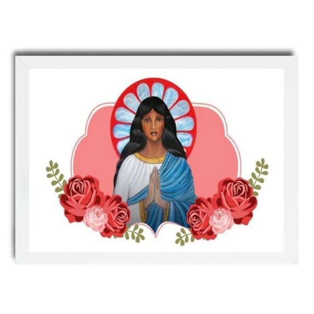 Quadro Santa Sara Kali 45x34cm - Vidro, Moldura Preta