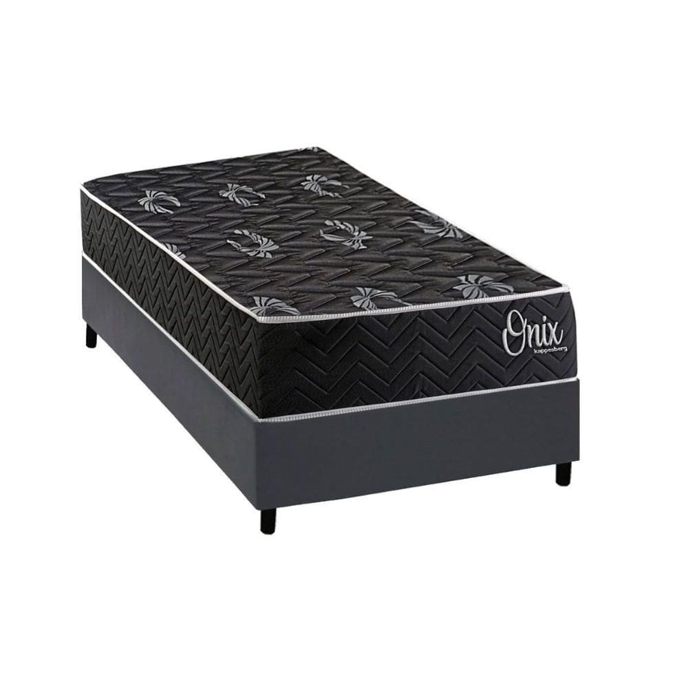 Cama Box NOVO + Colchão Espuma Kappesberg D28 Anatômico Onix + Base CRC Corano Gray