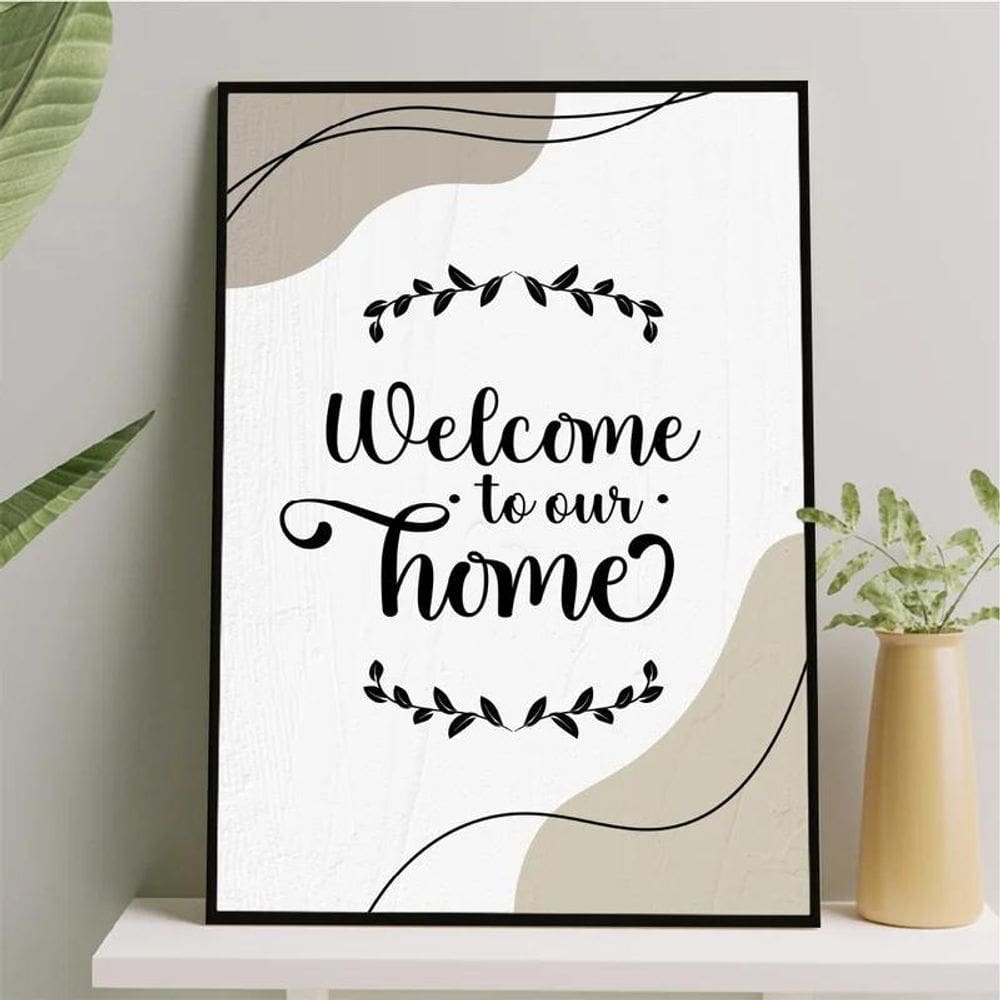 Quadro Welcome To Our Home 33X24Cm Preta