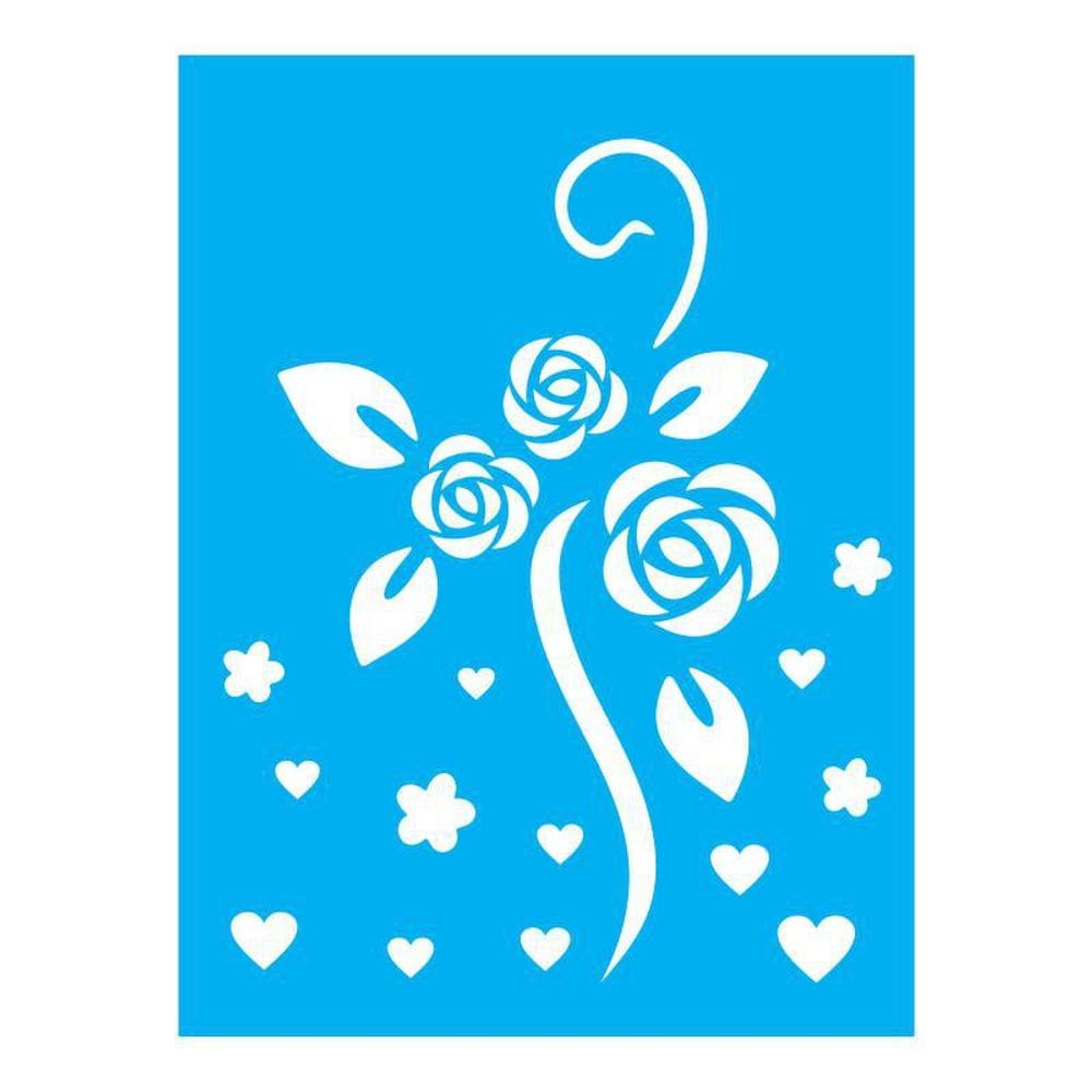 Stencil Tamako Floral Corações - 15X20Cm - Ref 832