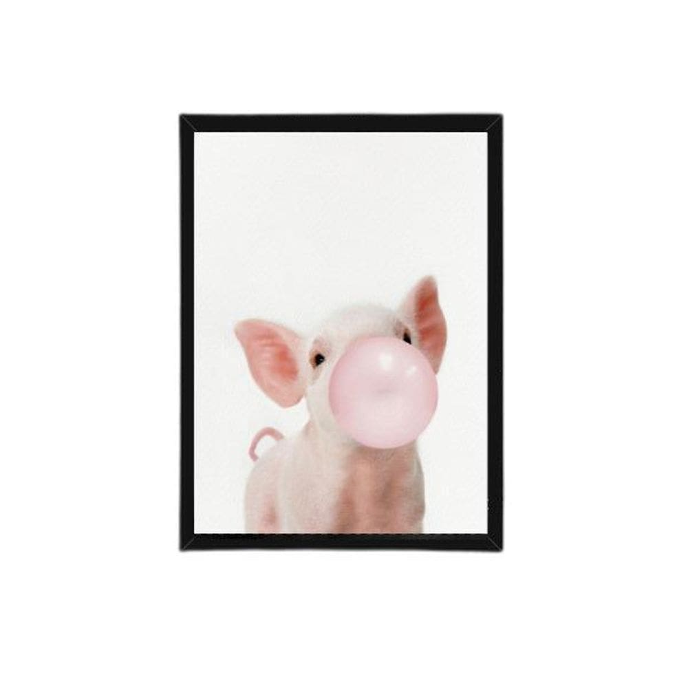 Quadro Porquinho Chicletes 24X18Cm