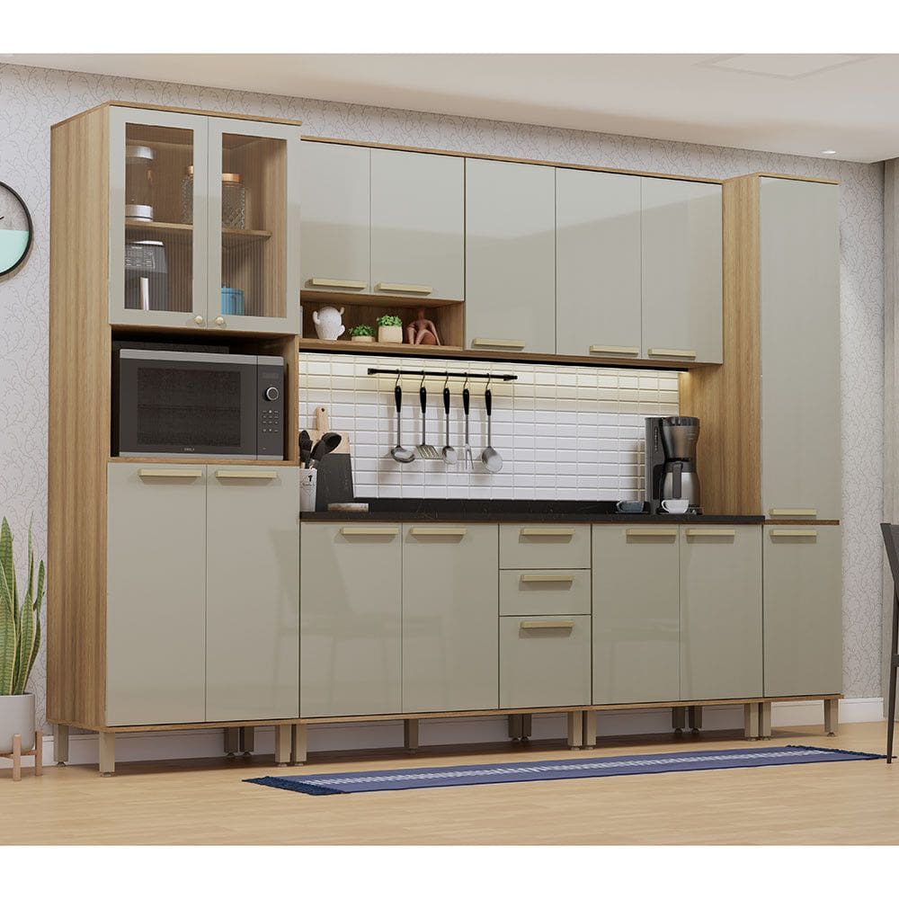 Cozinha Modulada Completa 6 Pecas com Tampos e sem Pia Isis Luciane Moveis