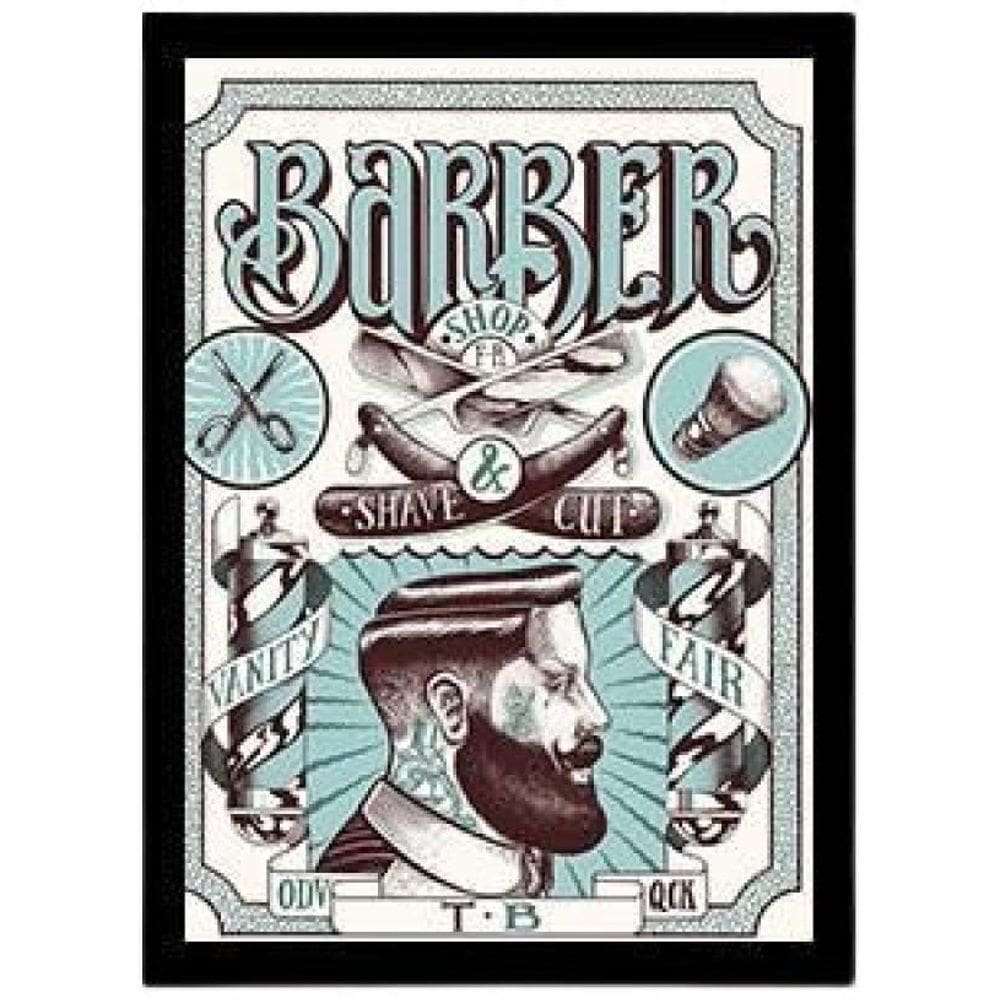 Quadro Decorativo Barber Shop Vintage Style Vidro 24X18Cm