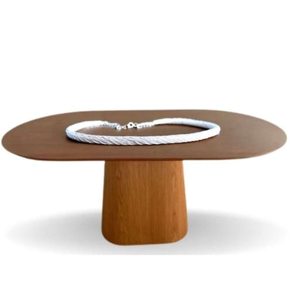 Mesa De Jantar Cone Retangular Arredondada 198x122cm Freijó - Blush