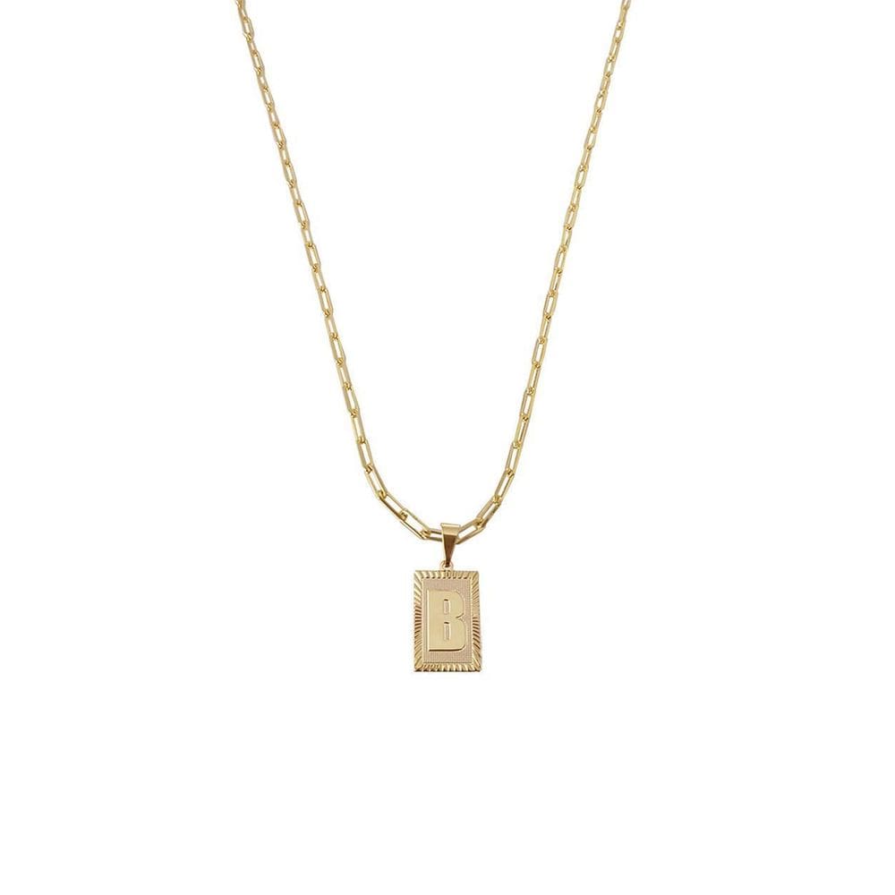 Cordão 60Cm Masculino Feminino Pingente Letra B Banhado Ouro