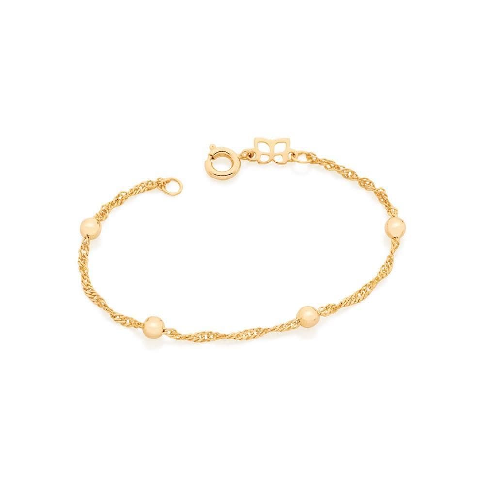 Pulseira Rommanel Infantil Folheada Ouro 18k - 14cm