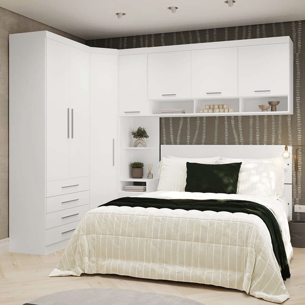 Quarto de Canto Queen com Guarda Roupas Cabeceira Alpes Luciane Moveis