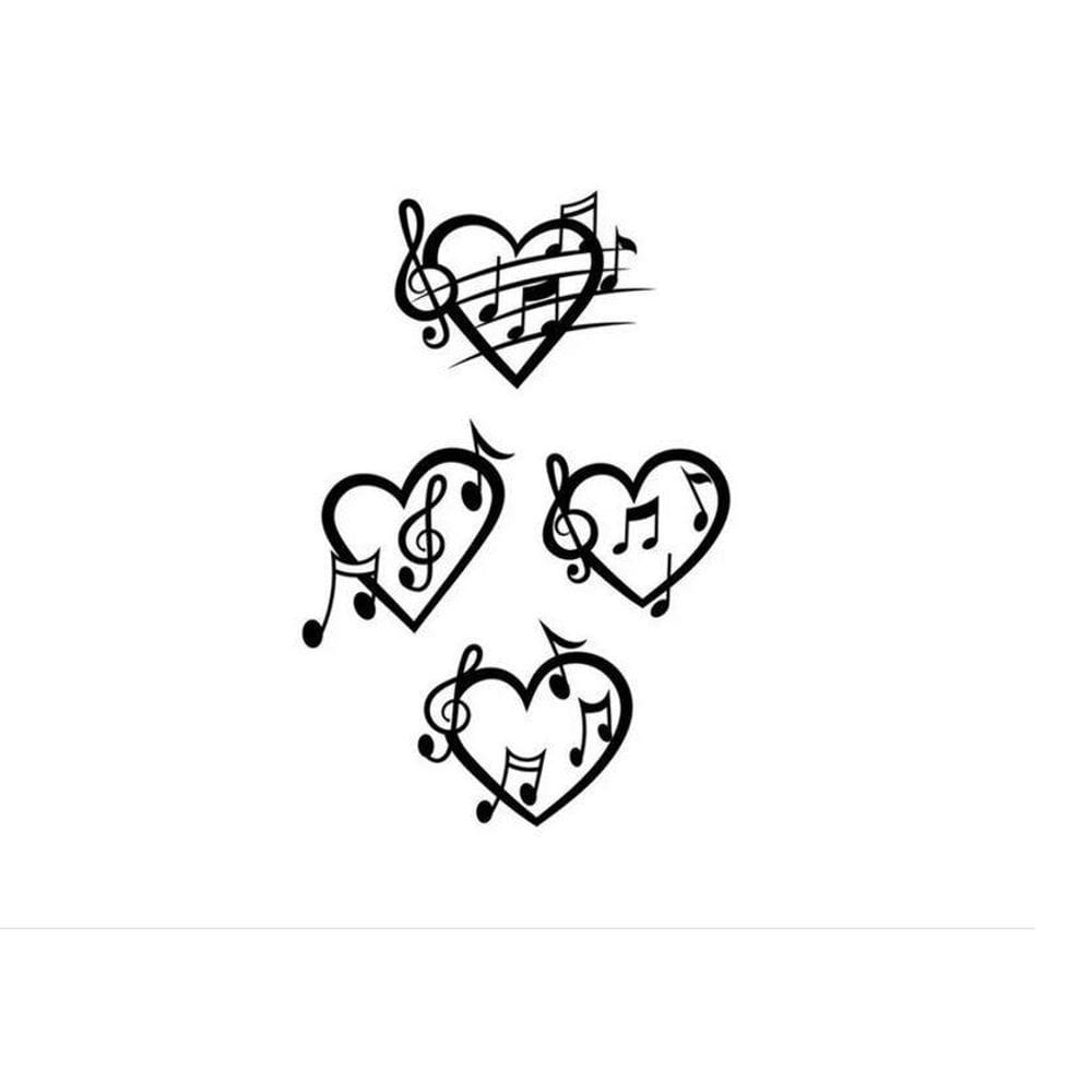 Tatuagem Temporária Dark Delicada 2 Coração Musical