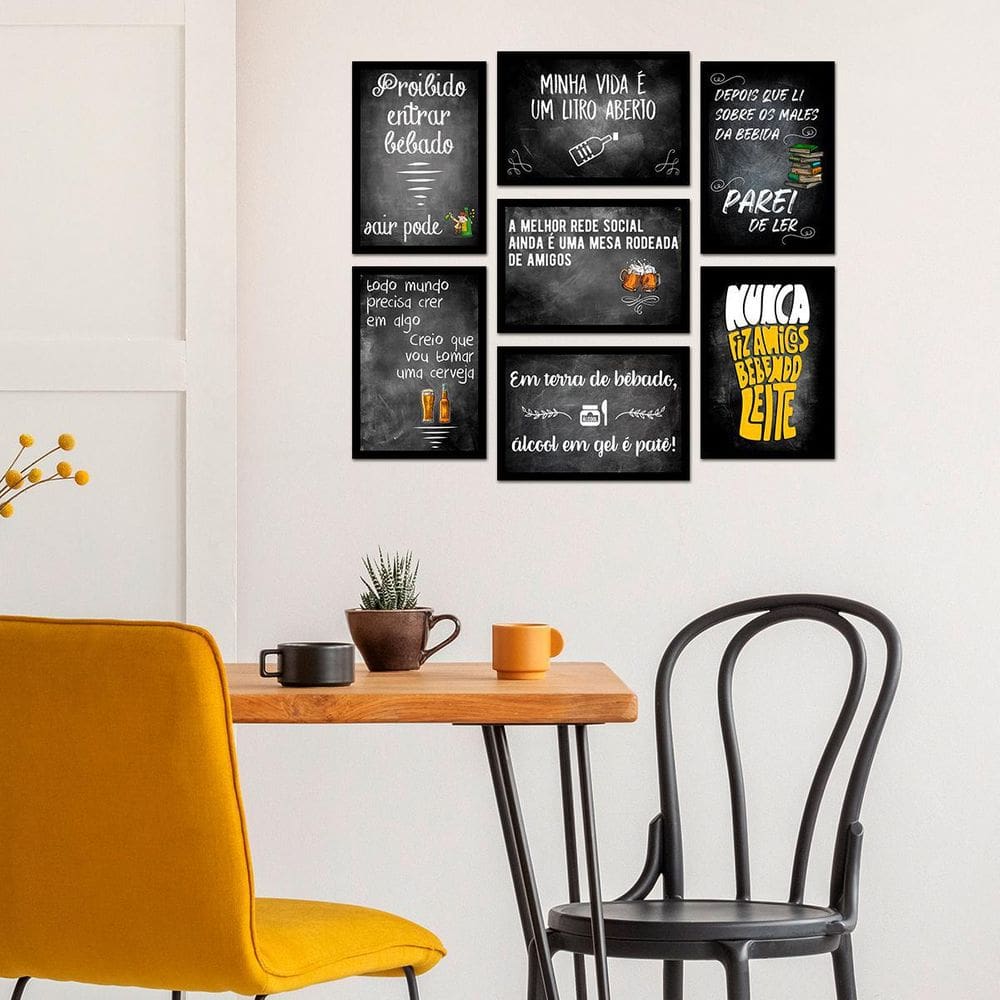 Kit De Placas Decorativas Cerveja Moldura Preta