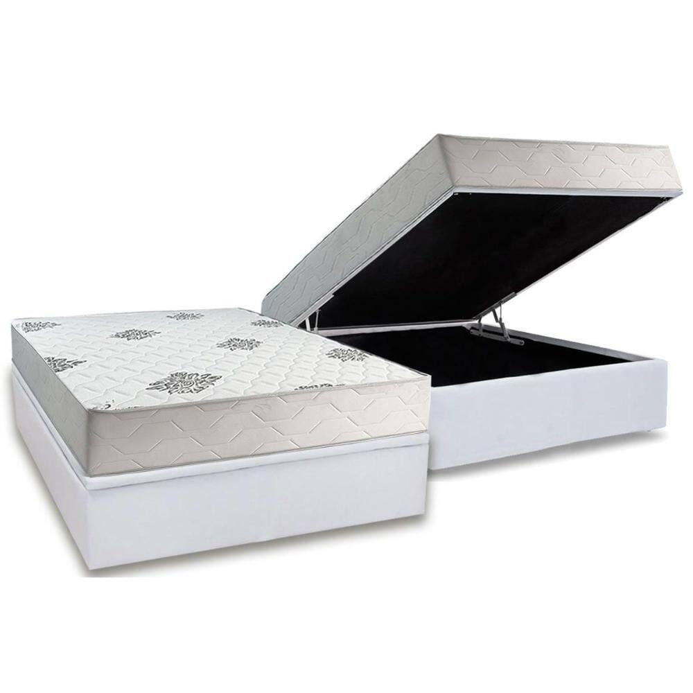 Cama Box Baú Casal + Colchão Ortopédico Inovaflex Comfort Premium