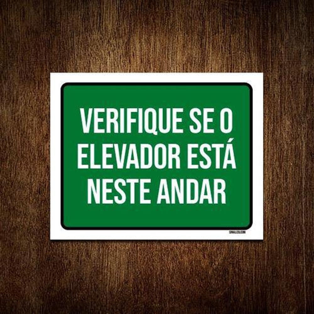 Kit 10 Placas Verifique Se Elevador Estáneste Andar