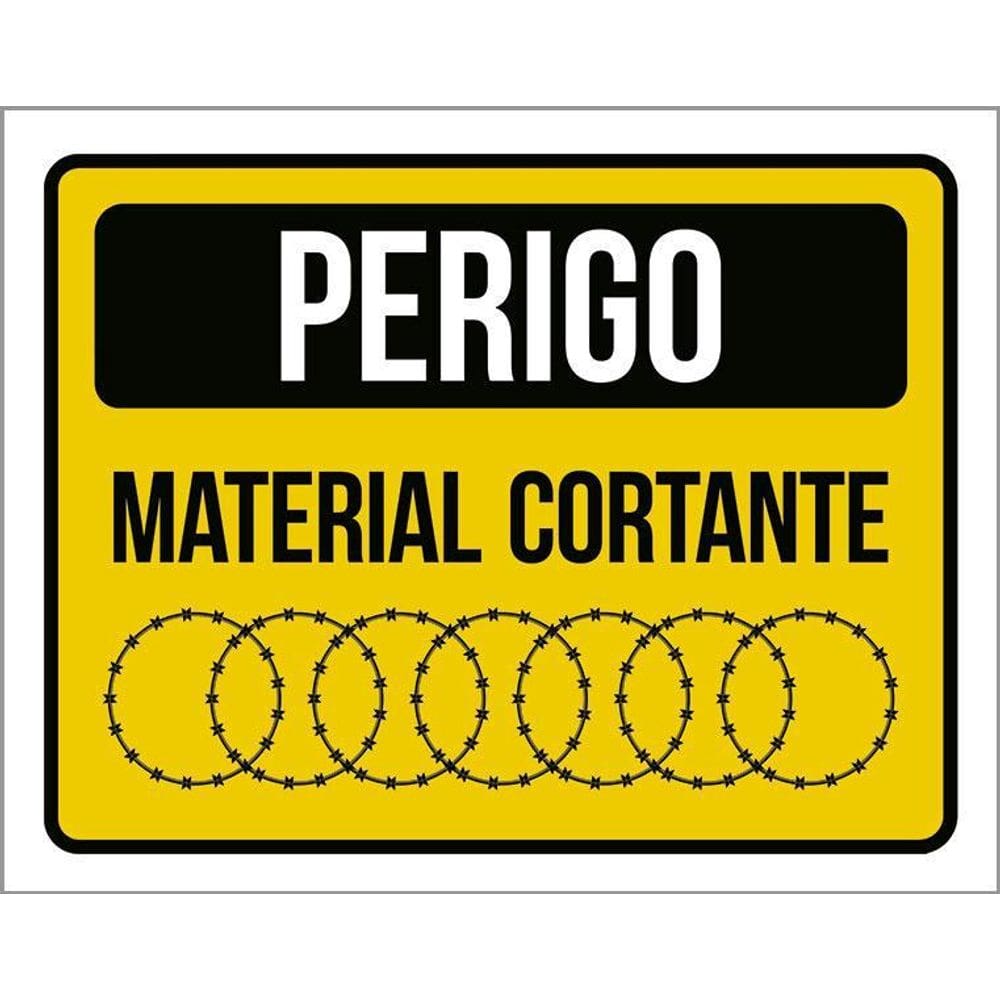 Placa Perigo Material Cortante Concertina Sinalização 36X46
