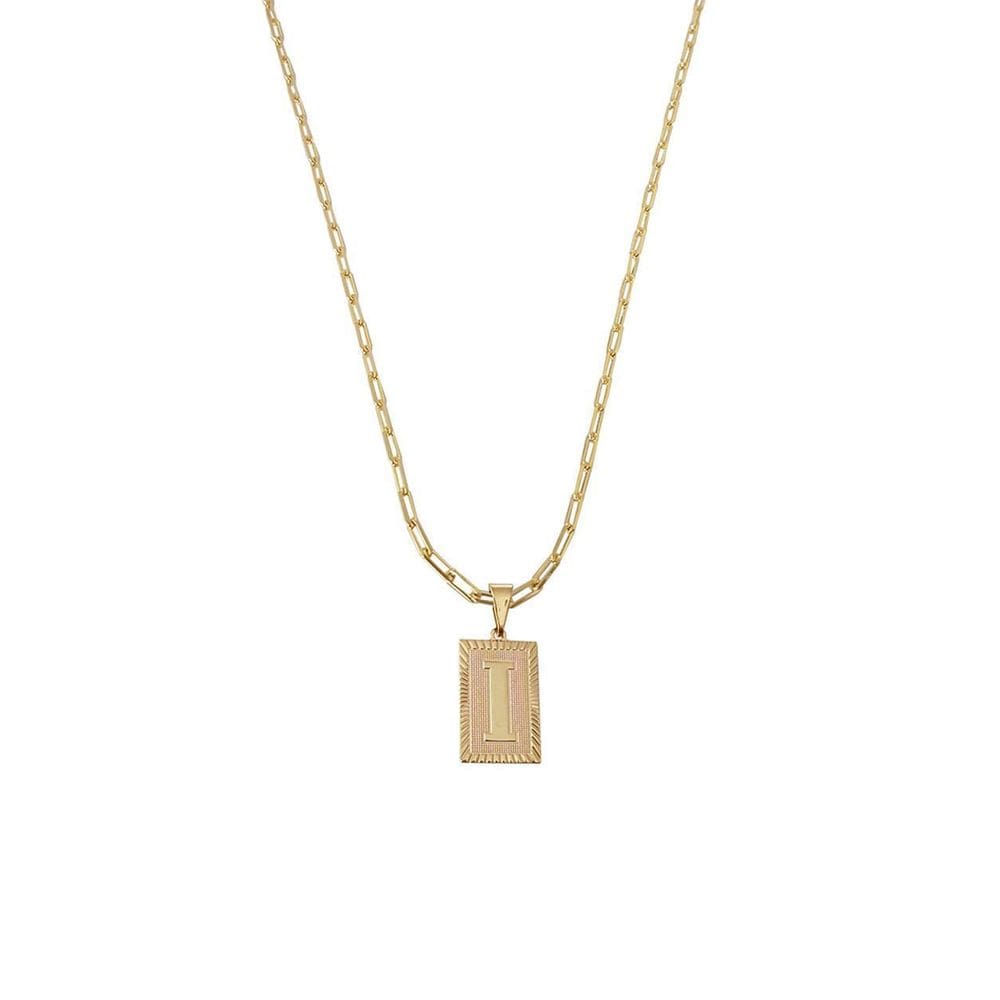 Cordão 45Cm Masculino Feminino Pingente Letra I Banhado Ouro