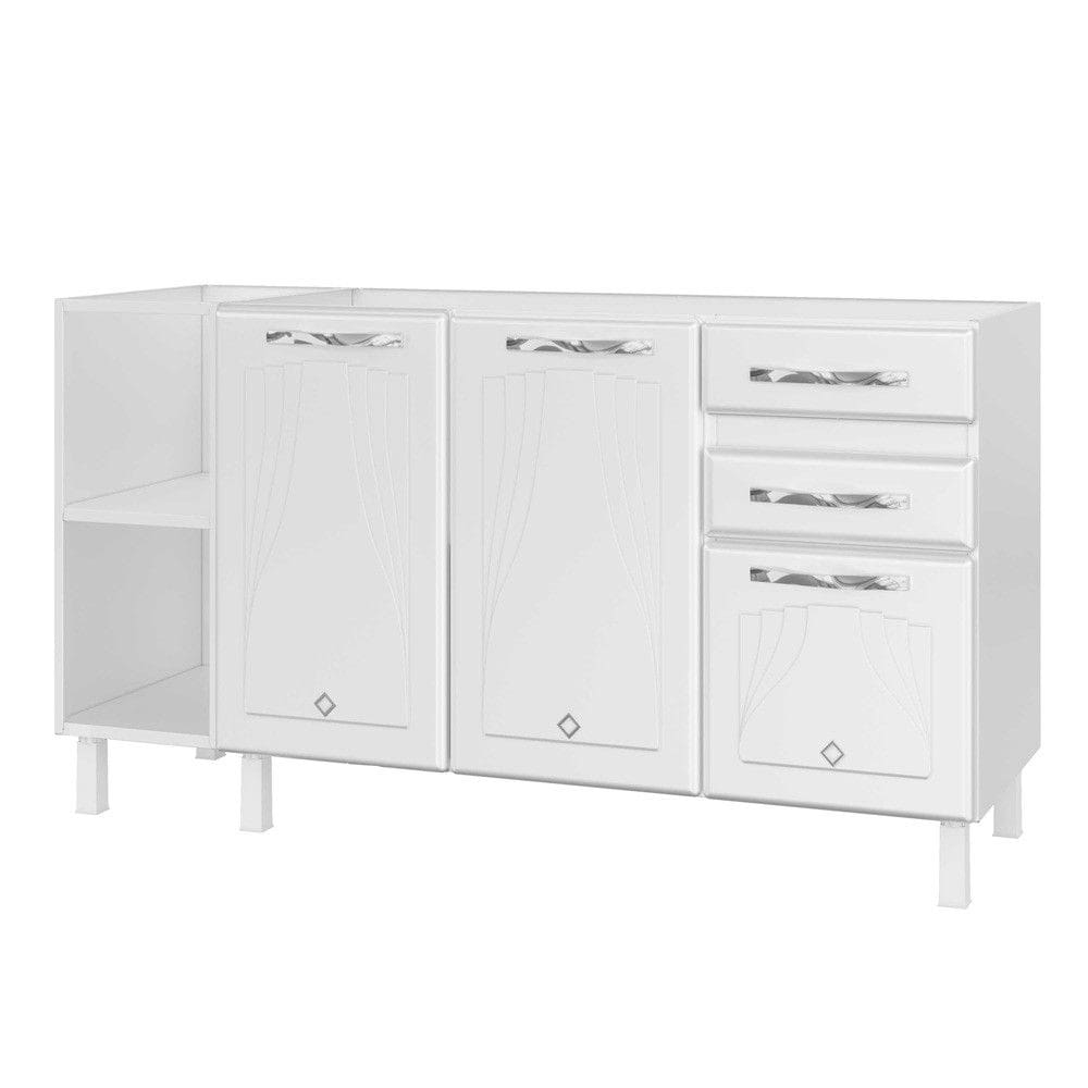 Balcao de Pia em Aco 3 Portas 2 Gavetas sem Pia Star New Telasul