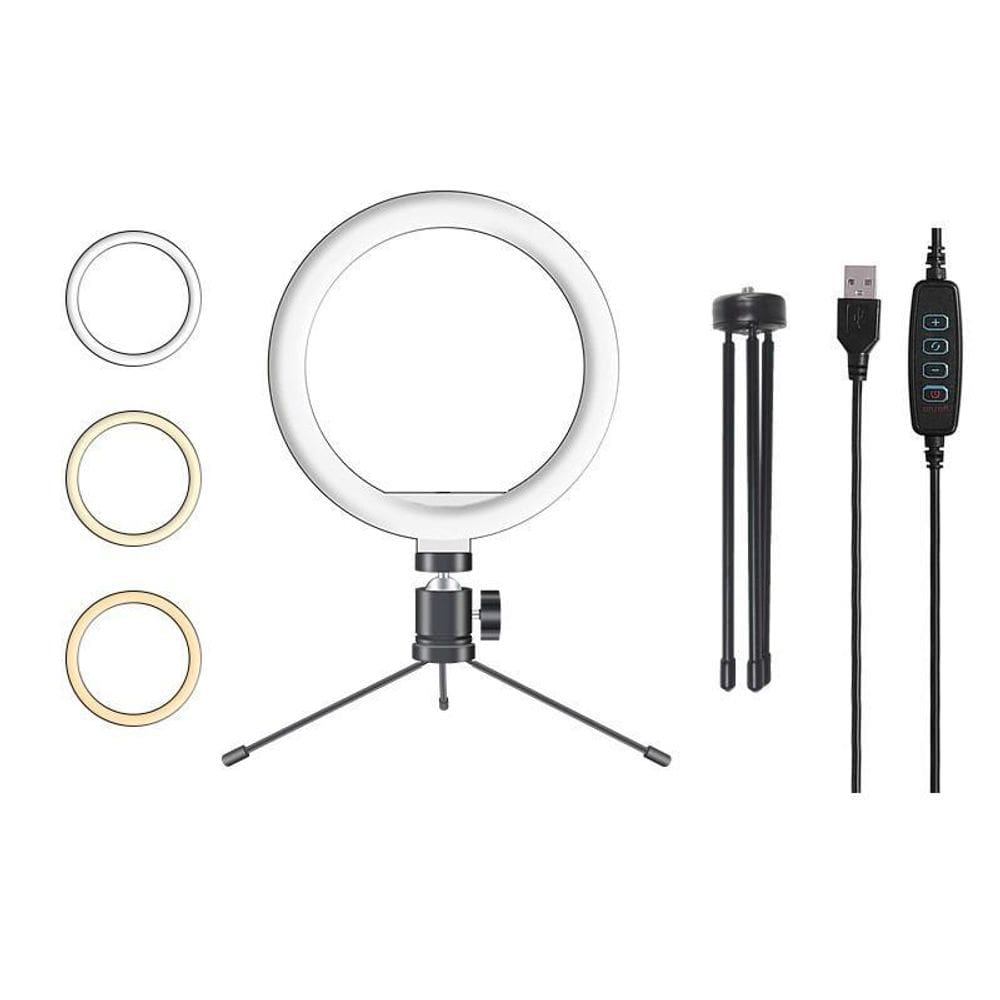 Ring Light De Mesa Iluminador De Led Tripé 6 Polegadas 16Cm