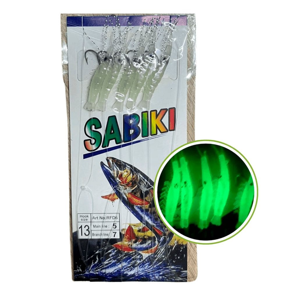 Isca Pesca Artificial Sabiki 5 Camarao Fluorescente Robalo Lambari Tainha Tucunare Pescaria Mar Açude Rio Lago
