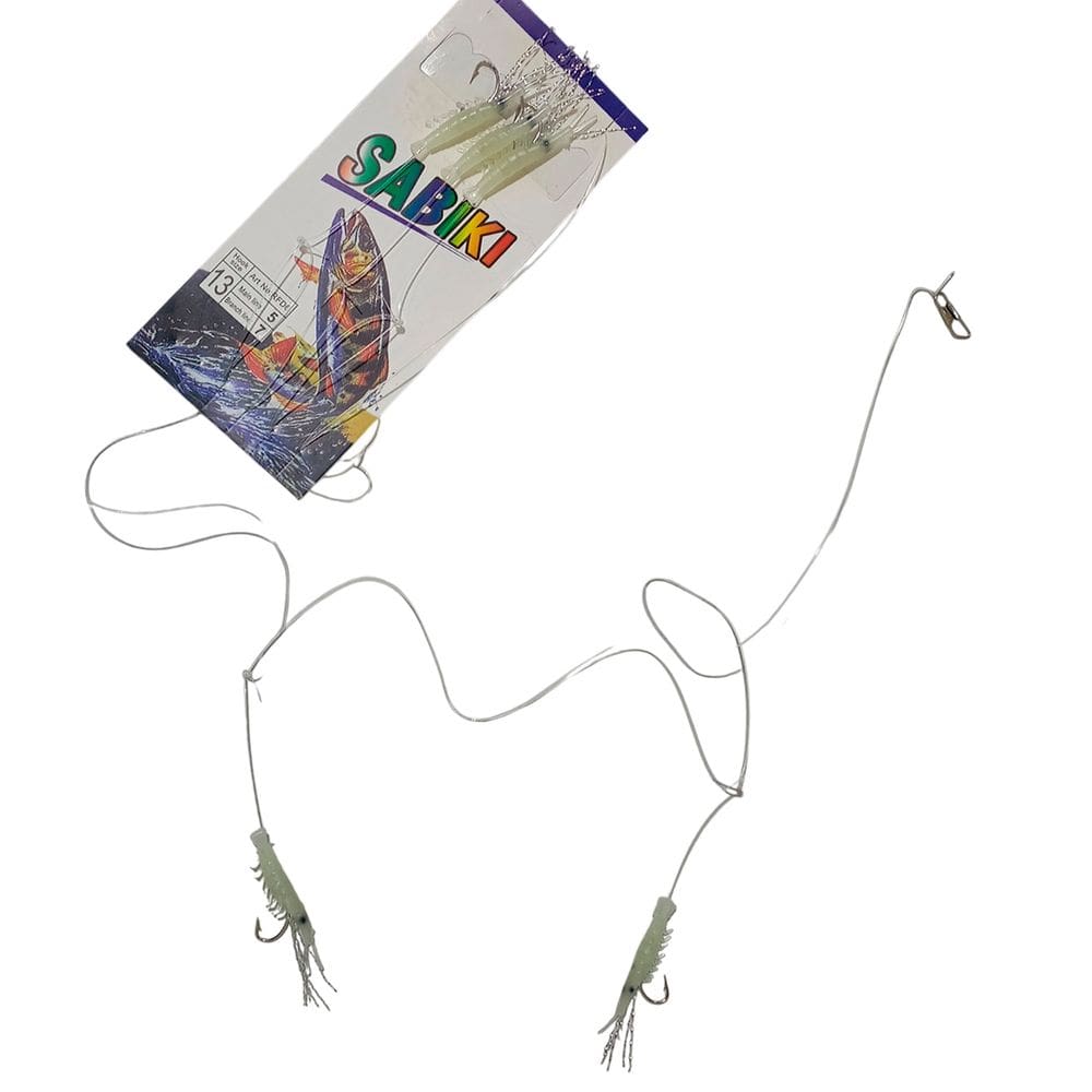 Isca Pesca Artificial Sabiki 5 Camarao Fluorescente Robalo Peixe Tucunare Traira Pescaria Tainha Mar Açude Rio Lago
