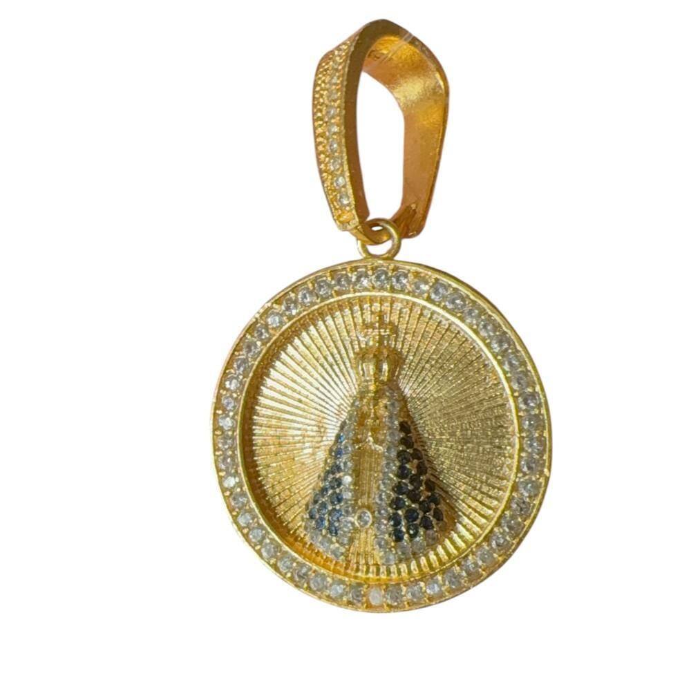 Pingente Nossa Senhora Cravejada M - Banhado A Ouro 18K