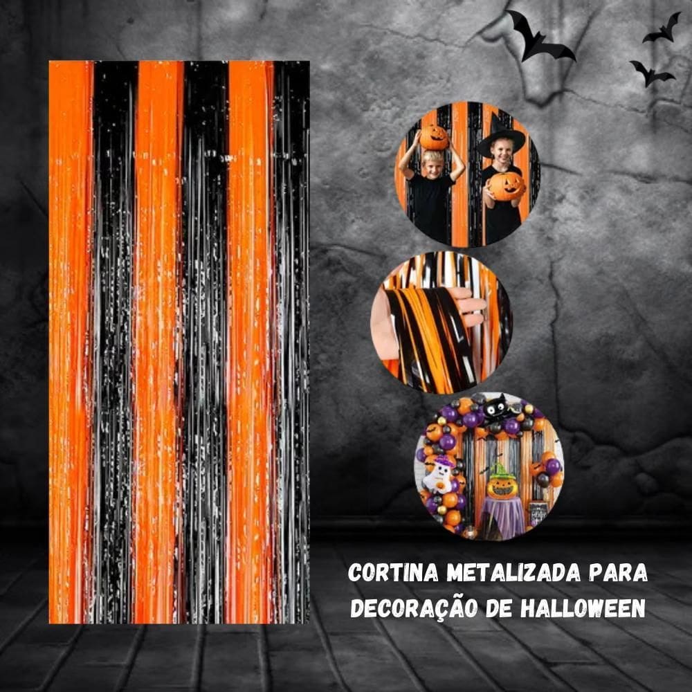 Cortina Metalizada Para Decoração De Halloween 2X1M - Yoss