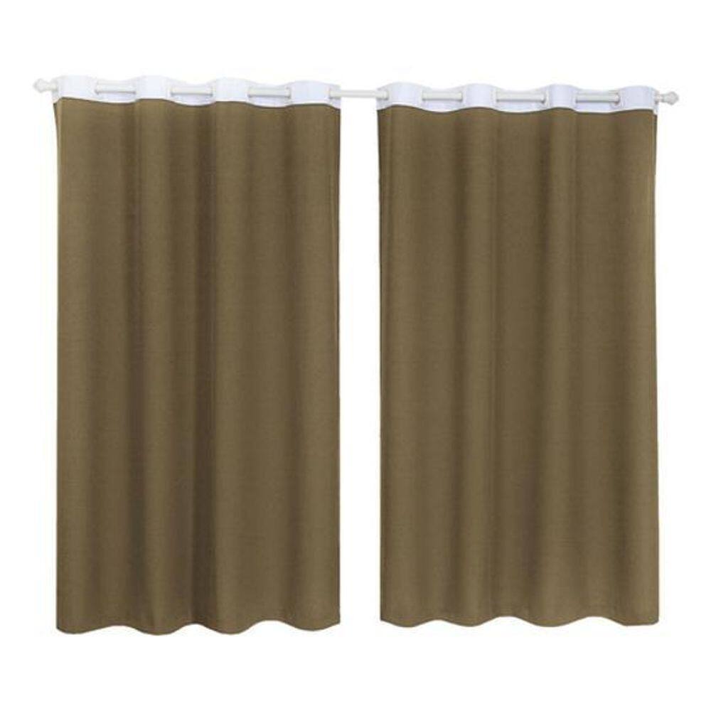 Cortina Tecido Oxford Faixa Branco 1,80M X 2,80M - Cáqui