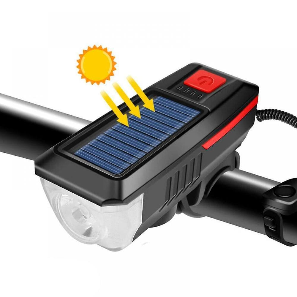 Farol De Bike LED T6 600 Lm Carregador Solar/USB Preto+Azul