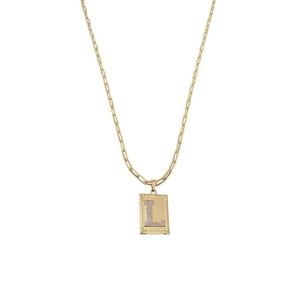 Cordão 50Cm Masculino Feminino Pingente Letra L Banhado Ouro